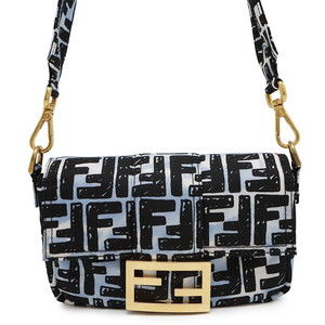 Fendi Nylon Body Black Zucca Vidas Shoulder Baguette Joshua Bag